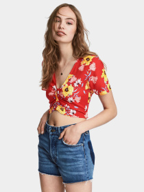Топ H&M модель 5024245RP1_красный цветы Фото