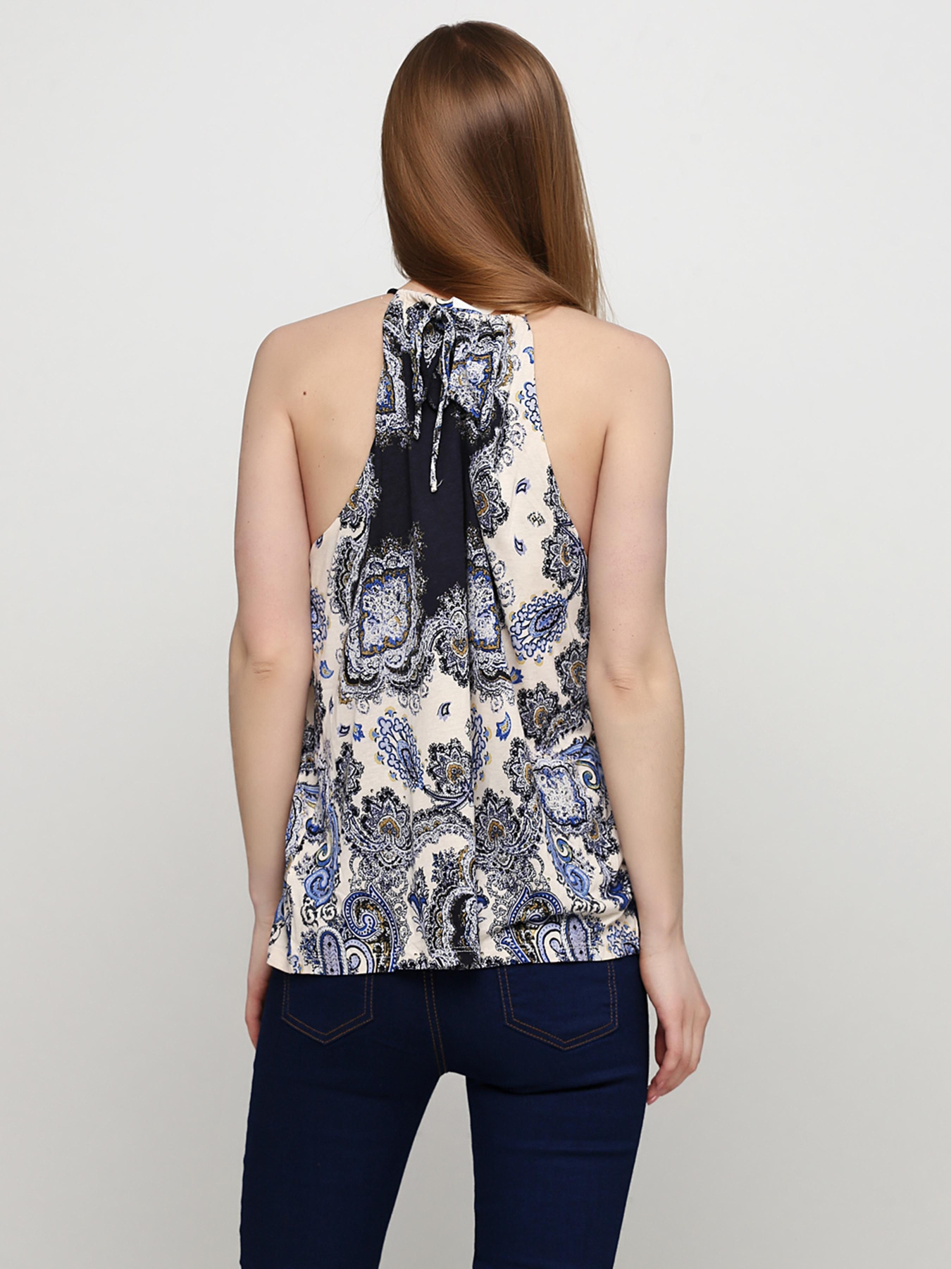 Майка H&M модель 7556849RP3_светло-бежевый синий узор Фото