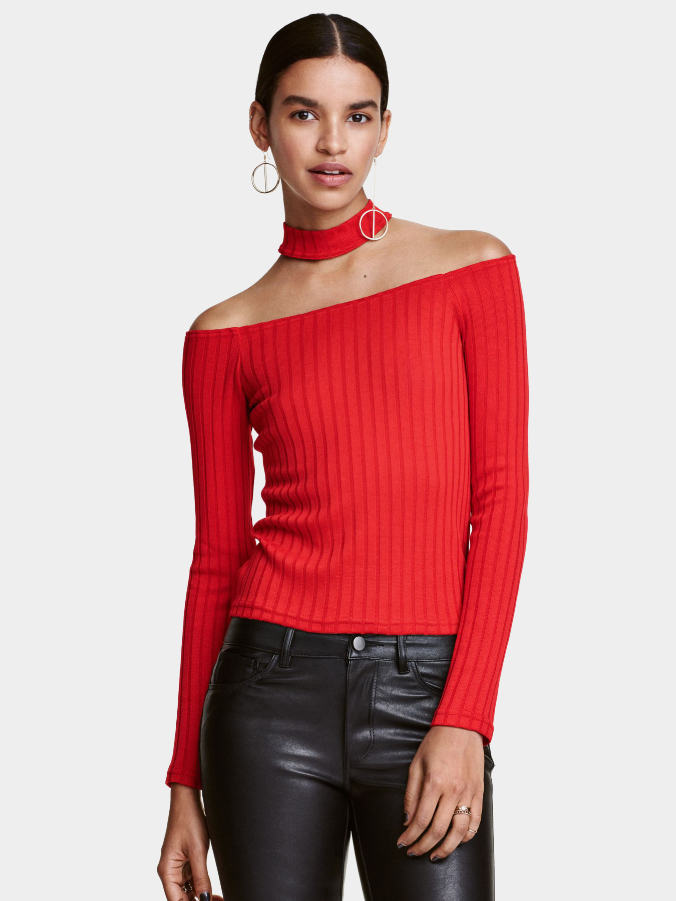 Лонгслів H&M модель 4231074RP2_Красный Фото