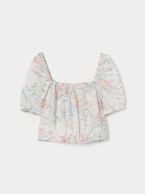 Топ H&M модель 8502441sm_пудрово-зеленый цветы Фото