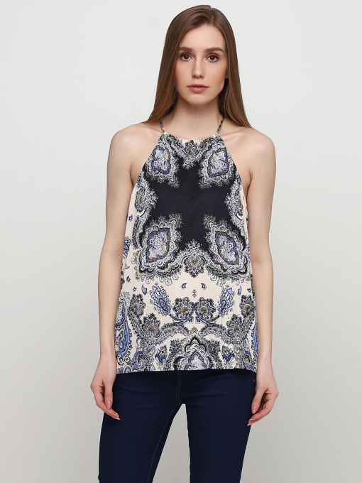 Майка H&M модель 7556849wer_светло-бежевый синий узор Фото