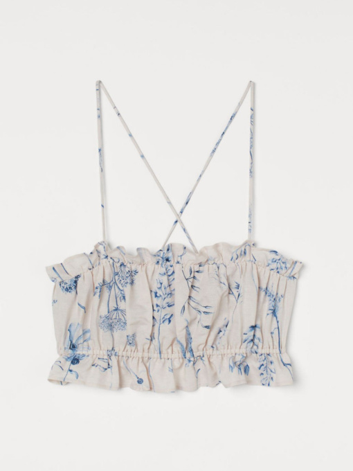 Топ лен бленд модель 10034813wer_Бежево-голубой Фото