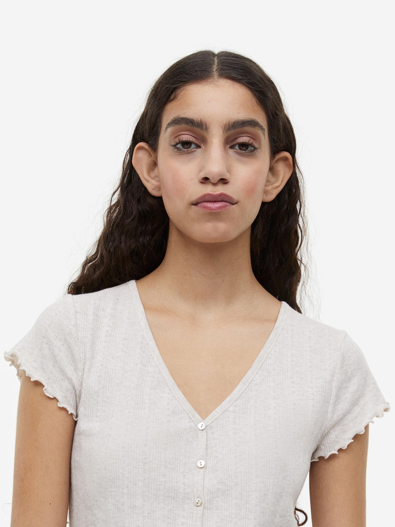 Верх пижамы H&M модель 1070459ral_Серо-бежевый Фото