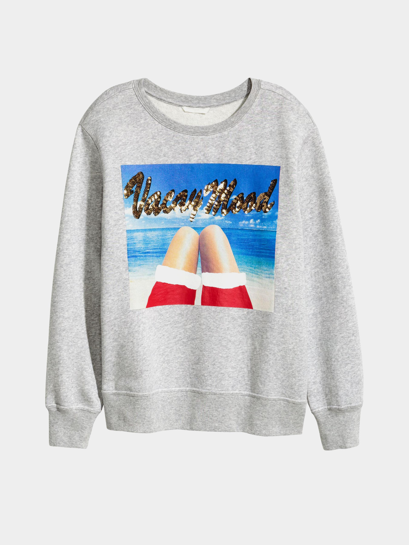 Свитшот H&M модель 4104364dm_серый меланж с принтом Фото