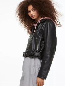 Куртка кожаная H&M модель 1128248wer_Черный Куртка кожаная H&M модель 1128248wer_Черный Фото