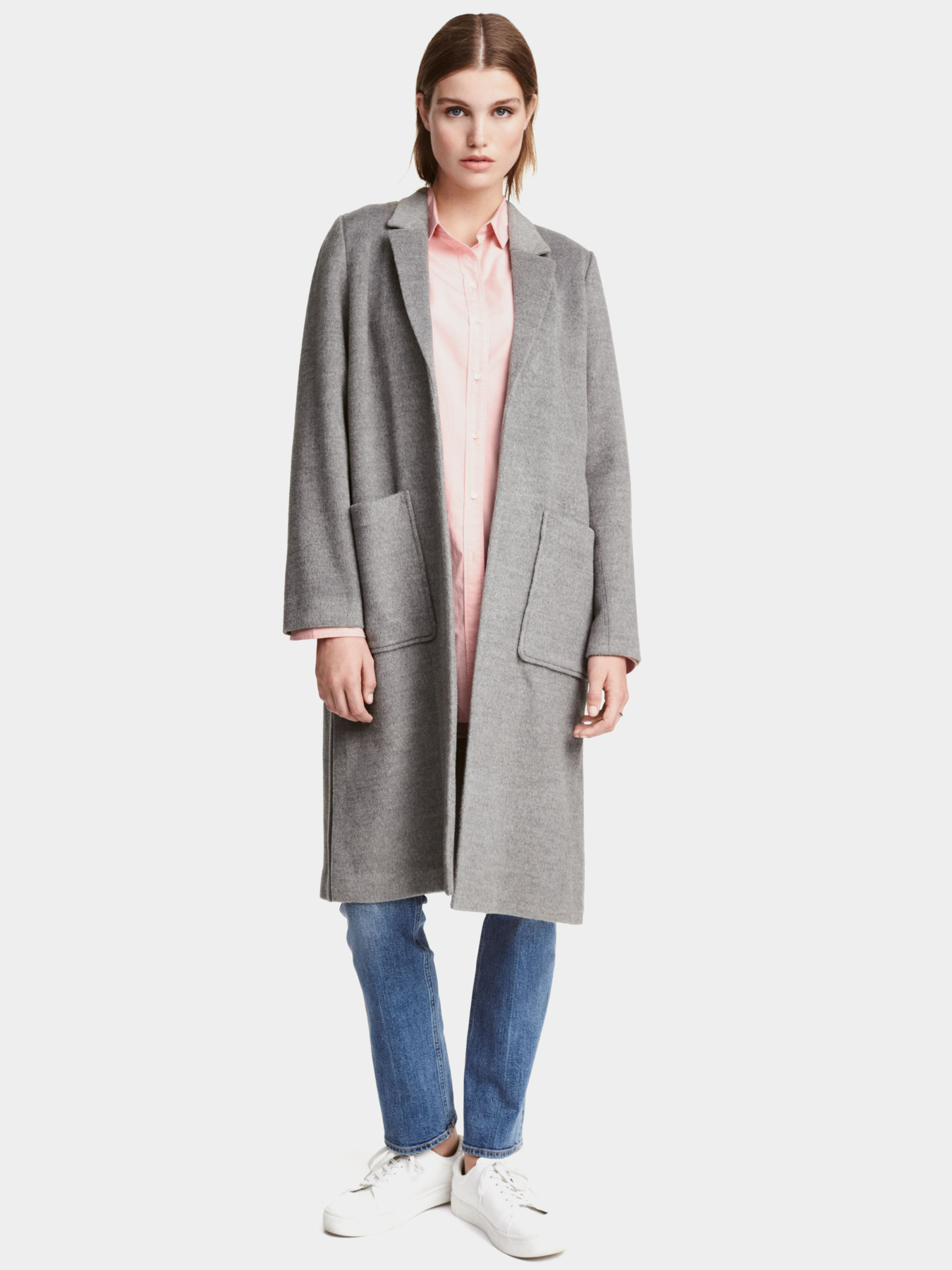 Пальто H&M модель 3901634RP6_серый Фото