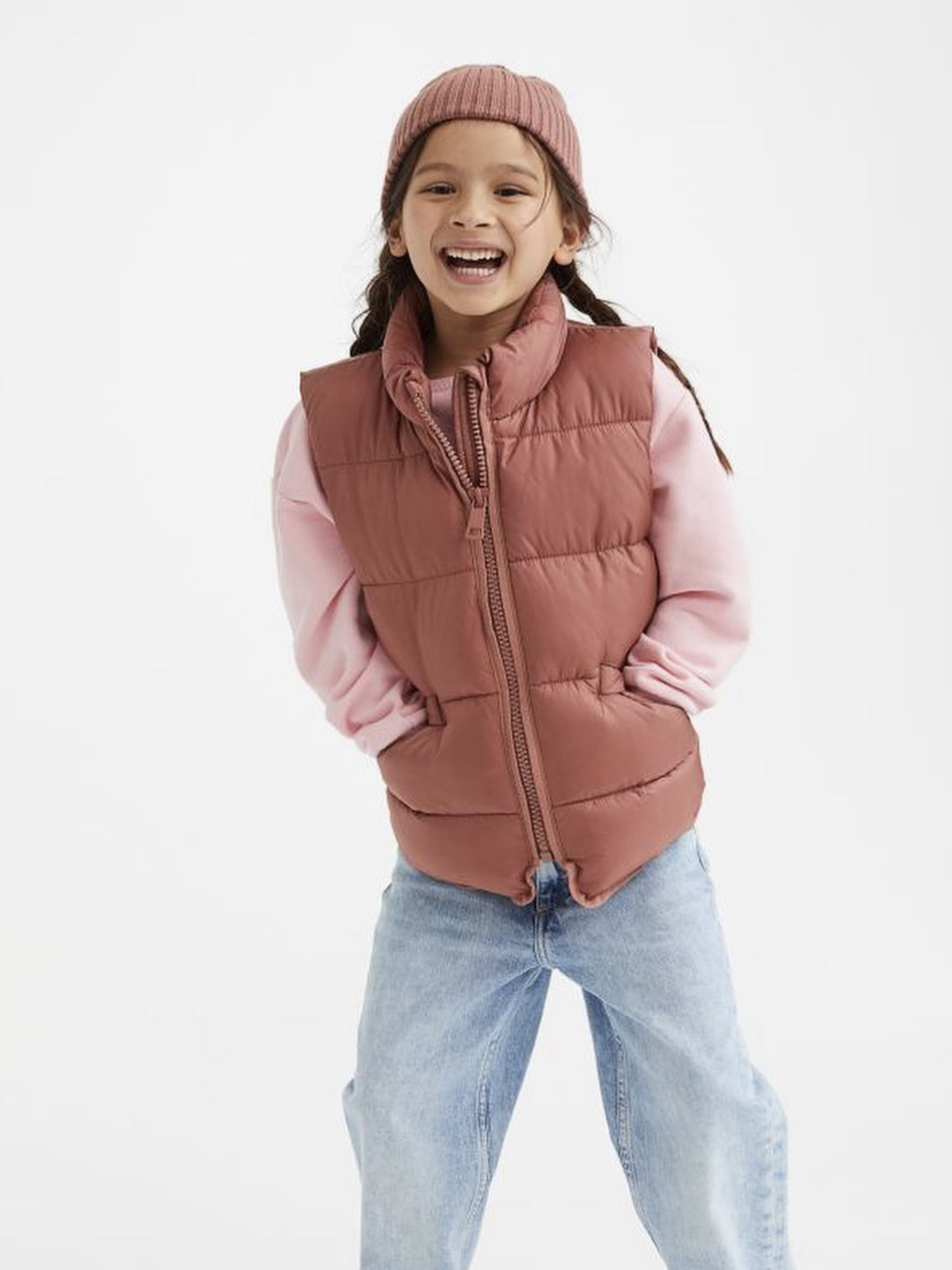 Жилет с утеплителем H&M модель 10756386kwer_Пудровый Фото