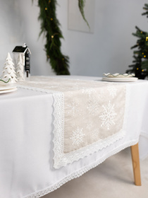 Новорічна доріжка з мереживом "Сніжинки" Едельвіка модель 550-25-08 Фото