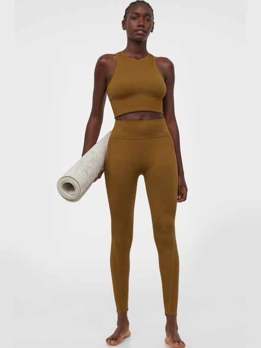 Леггинсы спортивные H&M модель 9188635wer_Хаки Фото