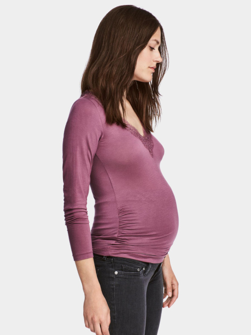 Лонгслів H&M модель 5094366log_Темно-розовый Фото