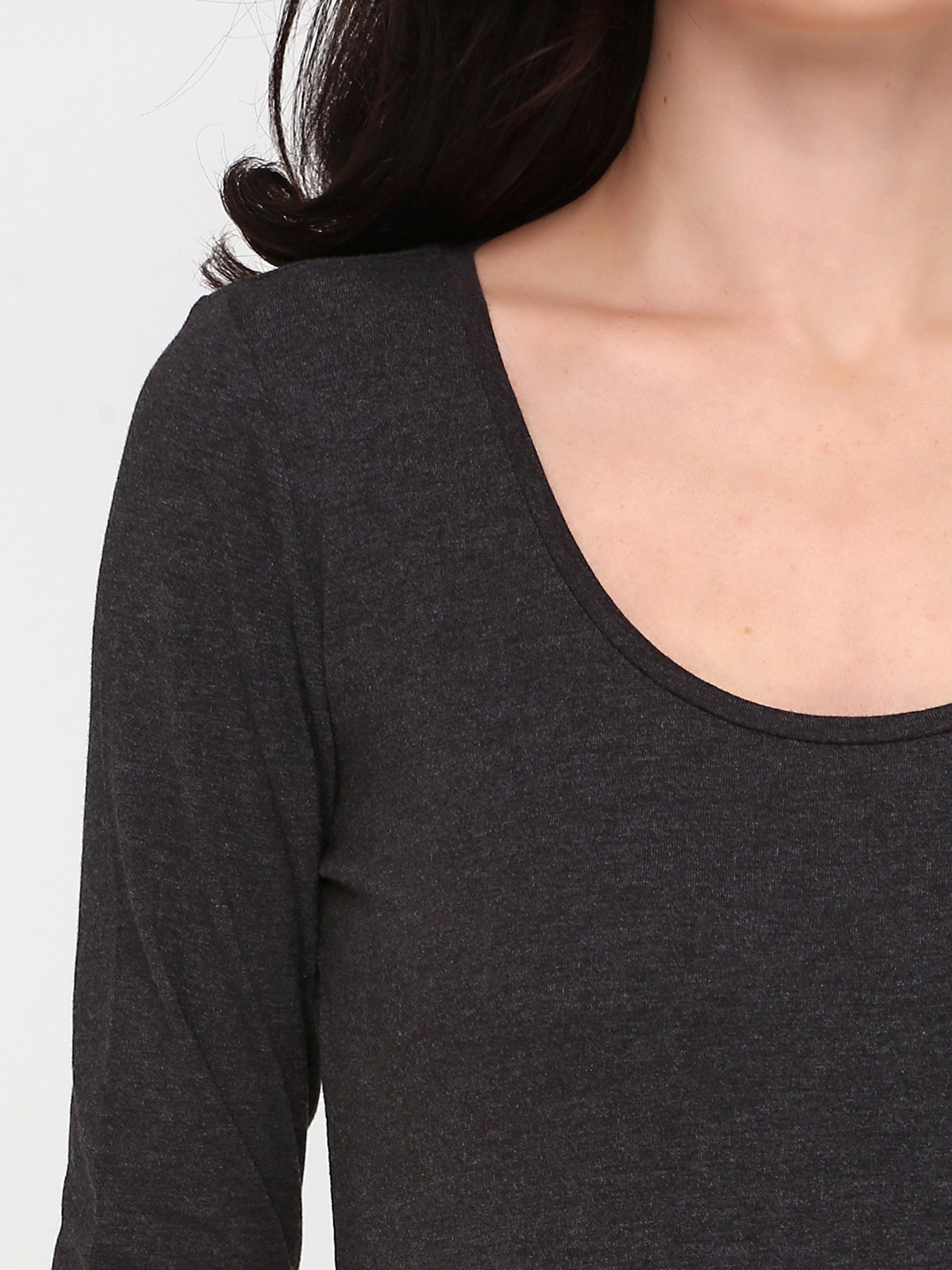 Лонгслив H&M модель 8249952dm_темно-серый меланж Фото