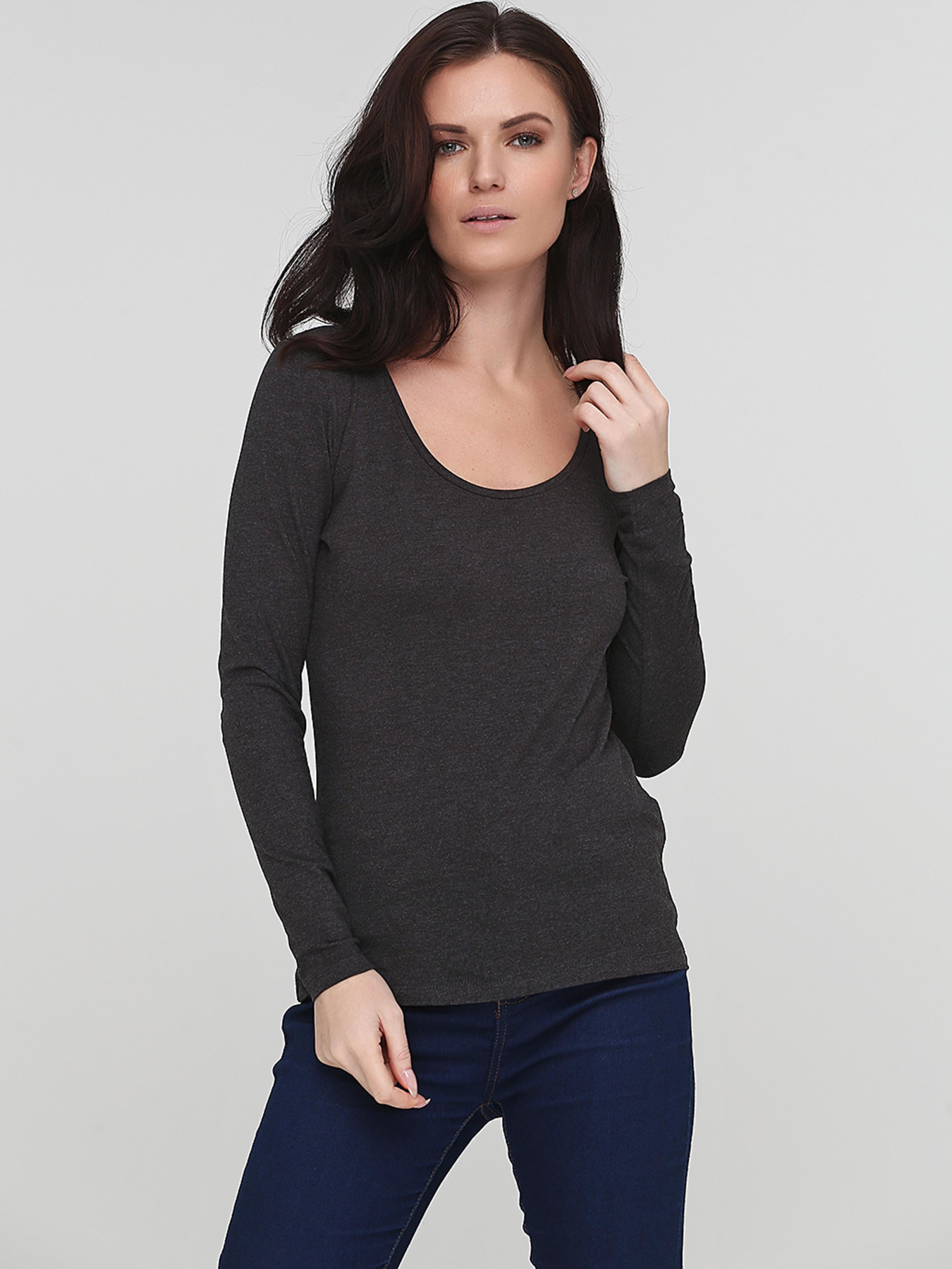 Лонгслів H&M модель 8249952dm_темно-серый меланж Фото