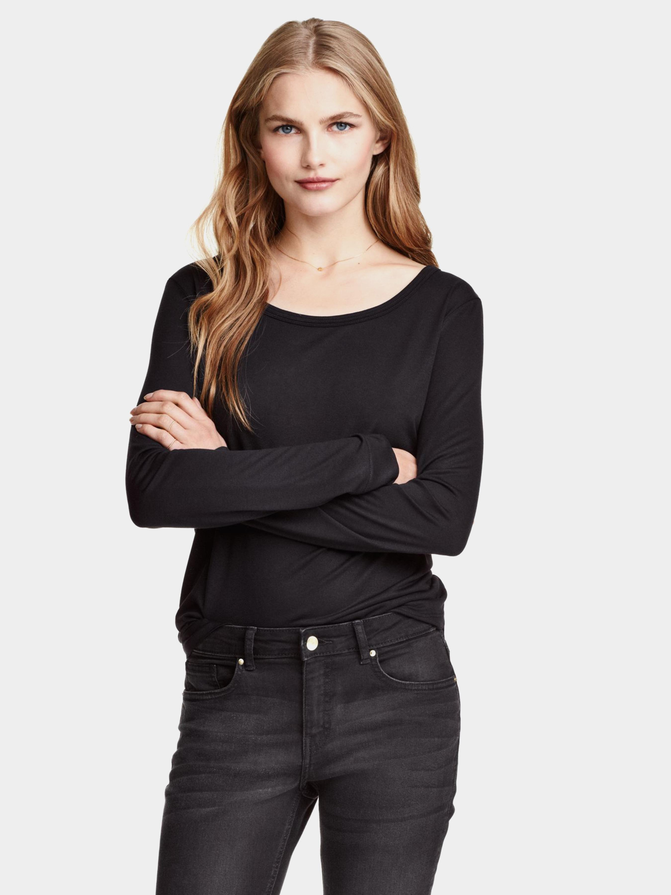 Лонгслів H&M модель 2300272sm_черный Фото