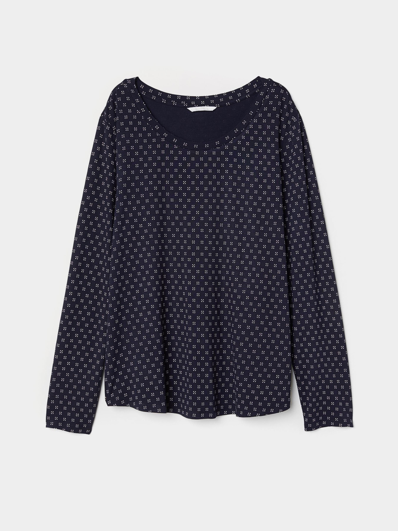 Лонгслів H&M модель 6367217RP21_темно-синий с узором Фото