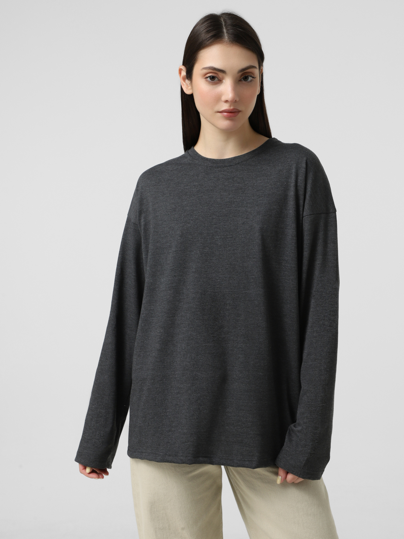 Набір лонгслівів Ейсік Оверсайз модель LonhslivMelangnabir3 Фото