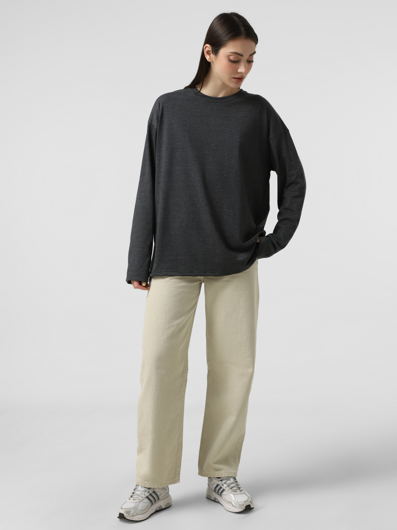 Набор лонгсливов Ейсік Оверсайз модель LonhslivMelangnabir3 Фото