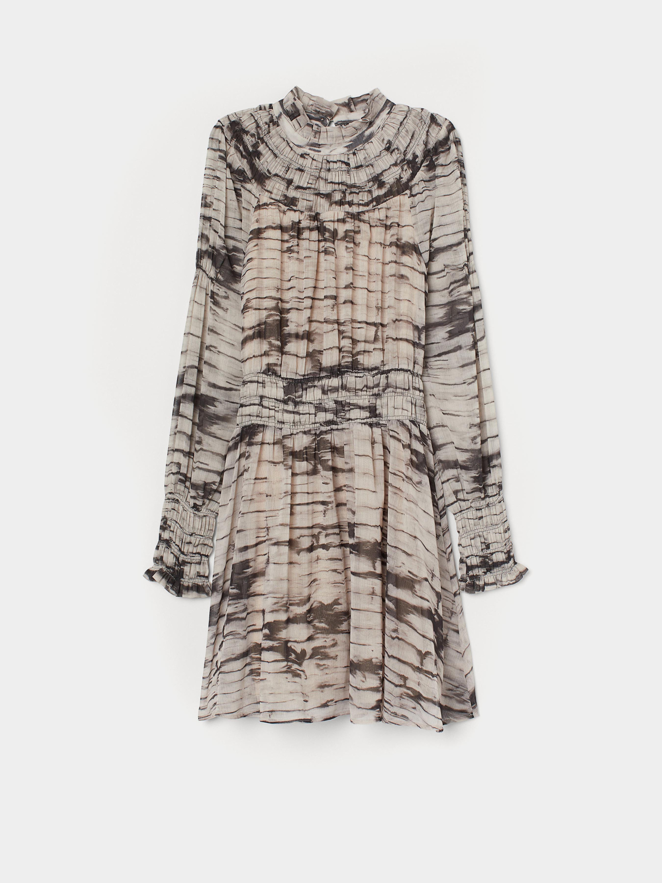 Платье мини H&M модель 8054400RP8_бежево-серый с рисунком Фото