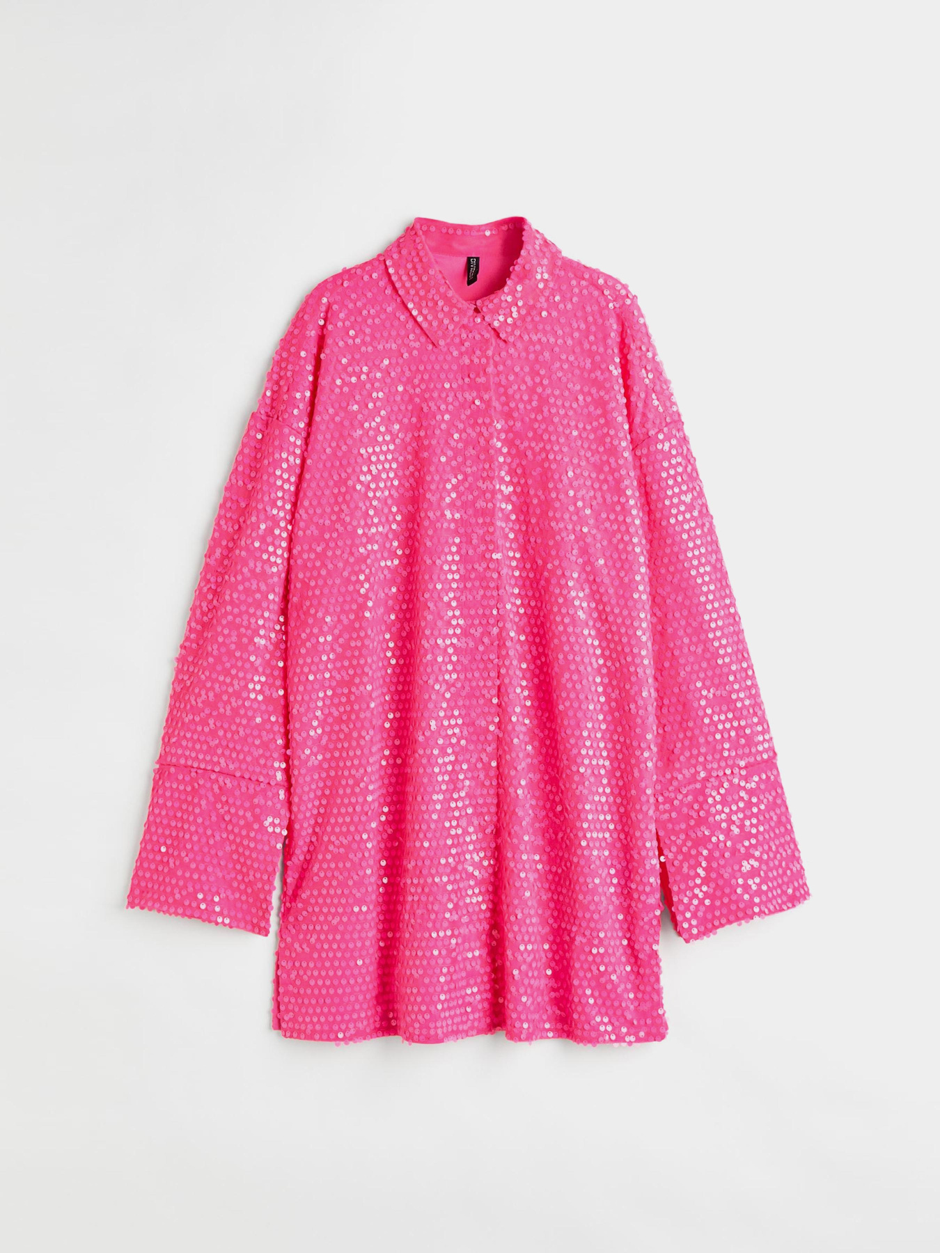 Платье мини H&M модель 1125014wer_Ярко-розовый Фото