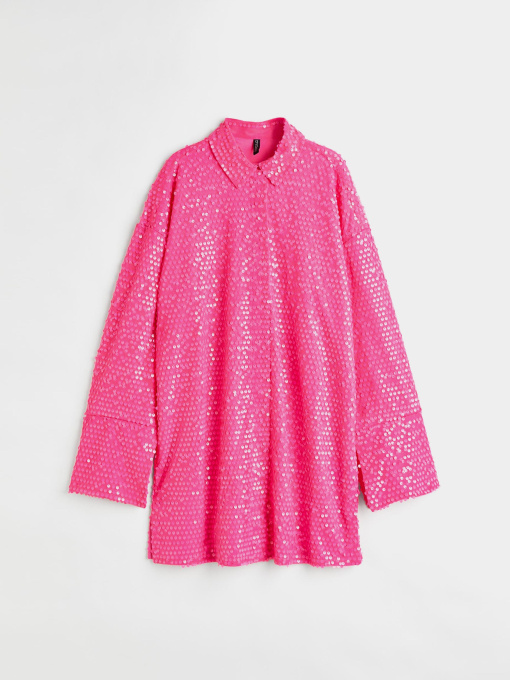 Платье мини H&M модель 1125014wer_Ярко-розовый Фото