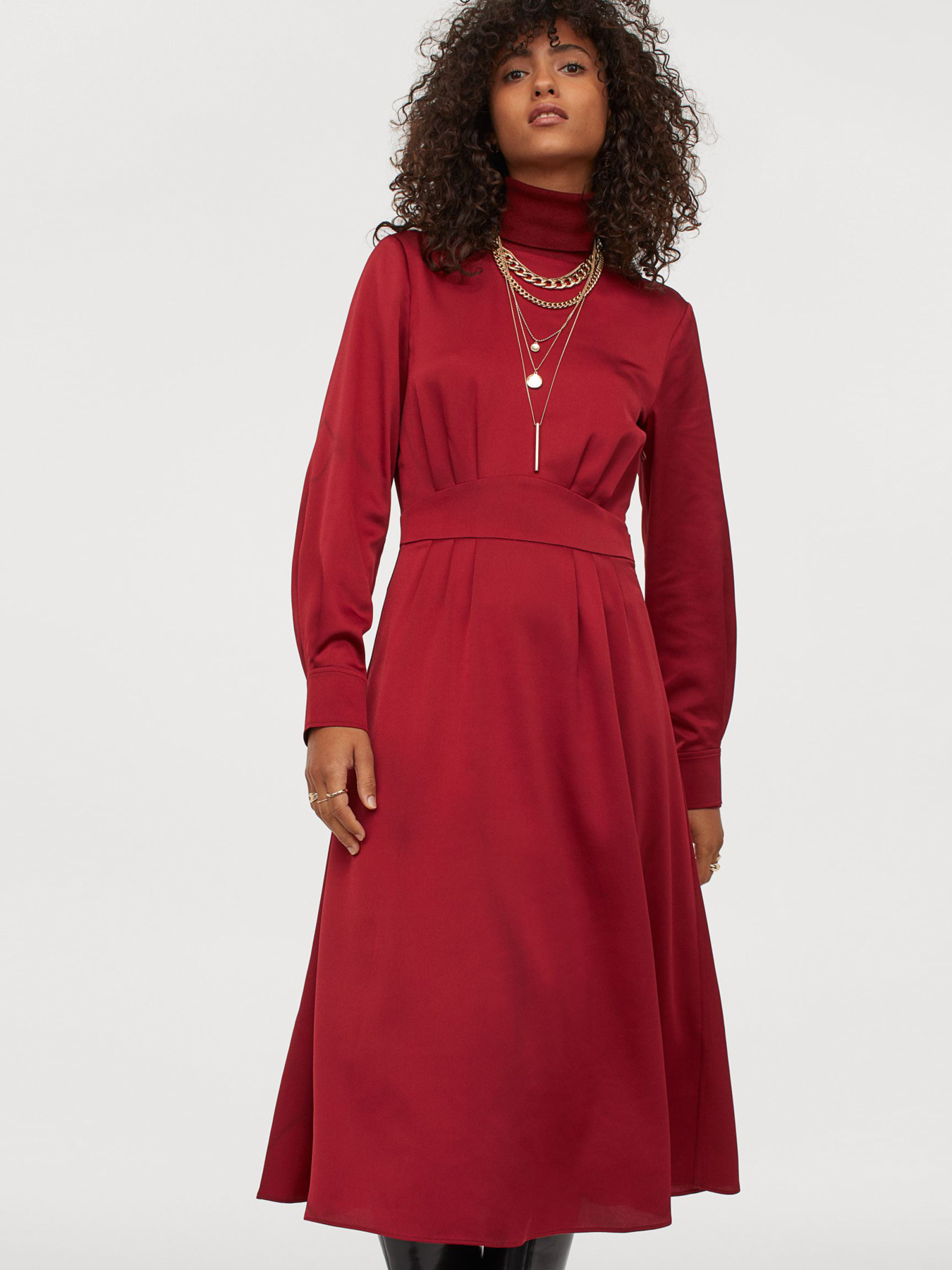 Сукня міді H&M модель 9047522wer_Бордовый Фото