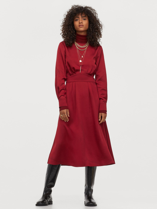 Сукня міді H&M модель 9047522wer_Бордовый Фото