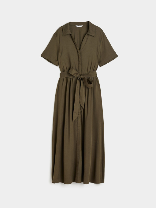 Платье миди H&M модель 9420757wer_Хаки Фото