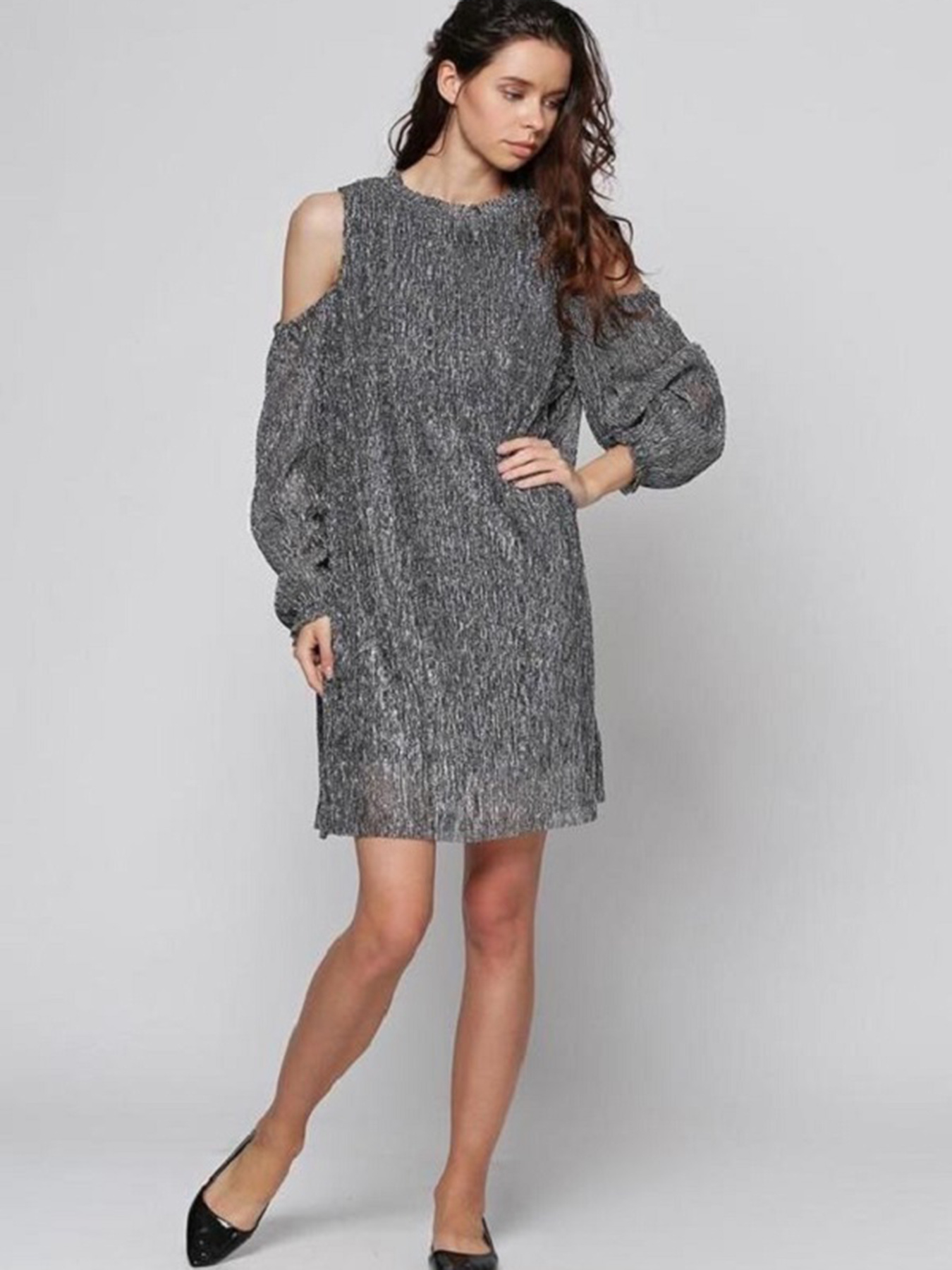 Платье мини H&M модель 6958143wer_Серебристый Фото