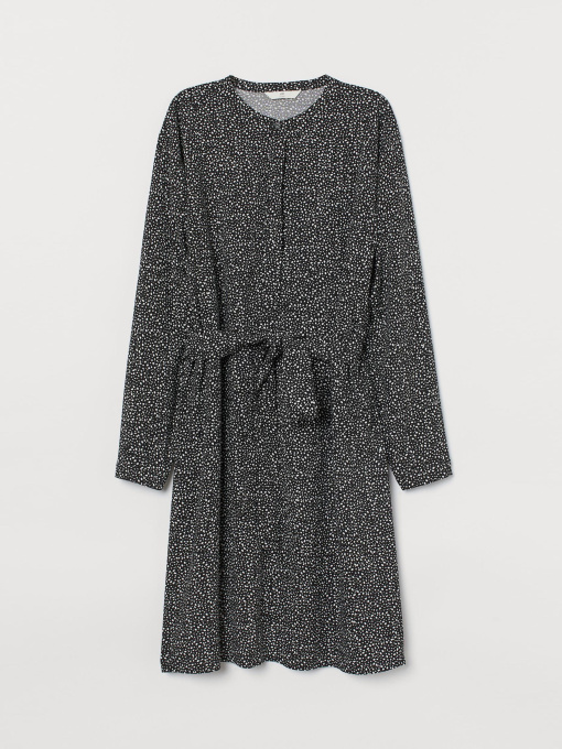 Платье мини H&M модель 8222031wer_Черно-белый в горошек Фото