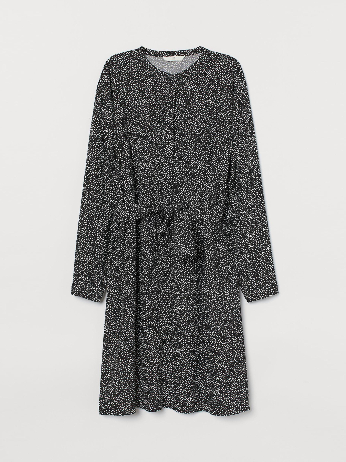 Платье мини H&M модель 8222031wer_Черно-белый в горошек Фото