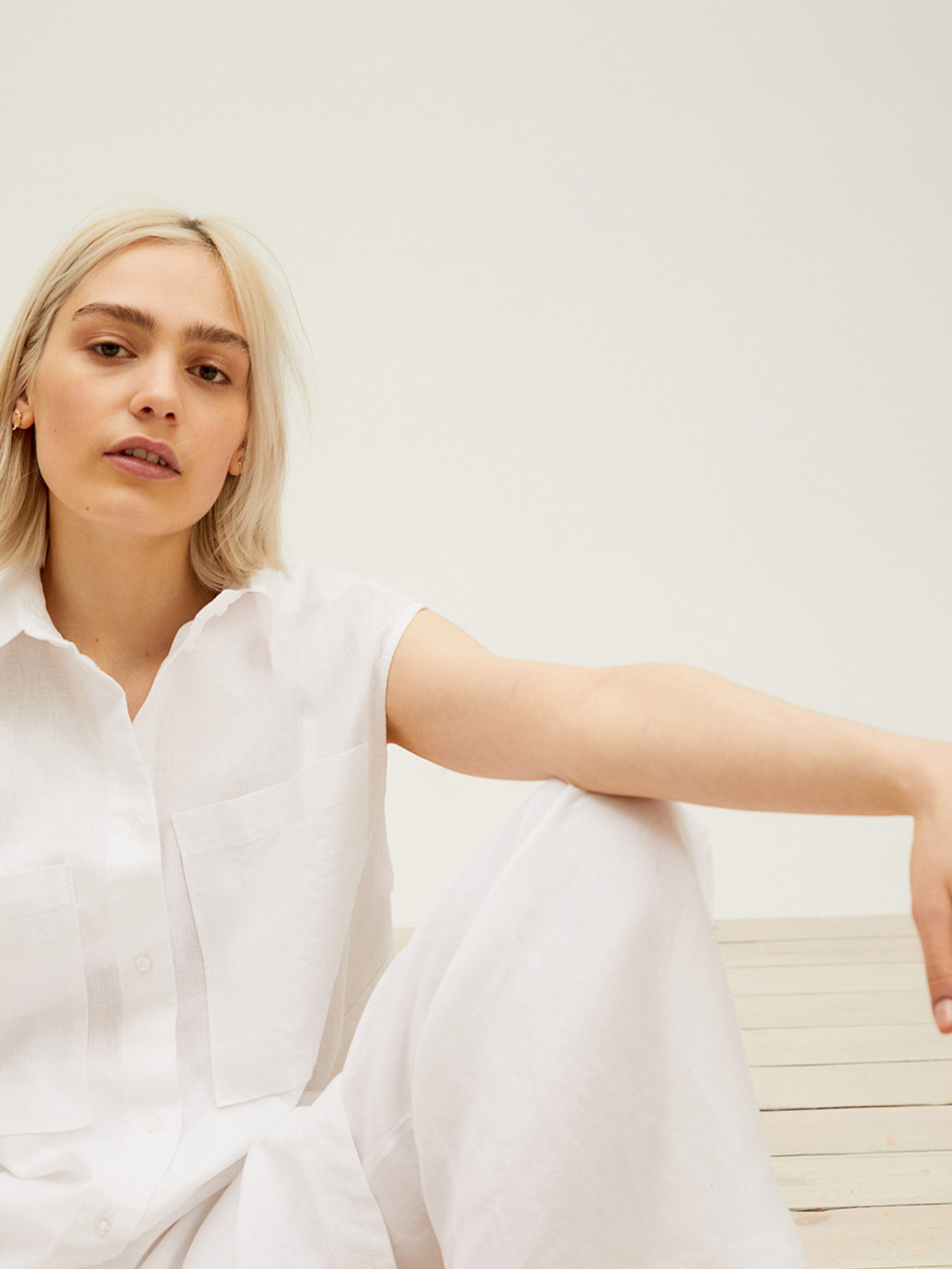 Платье миди H&M модель 9978503wer_Белый Платье миди H&M модель 9978503wer_Белый Фото