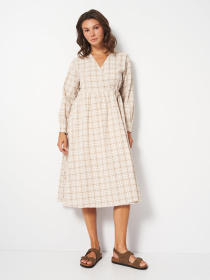 Платье миди H&M модель 10677965wer_Бежево-белый Платье миди H&M модель 10677965wer_Бежево-белый Фото