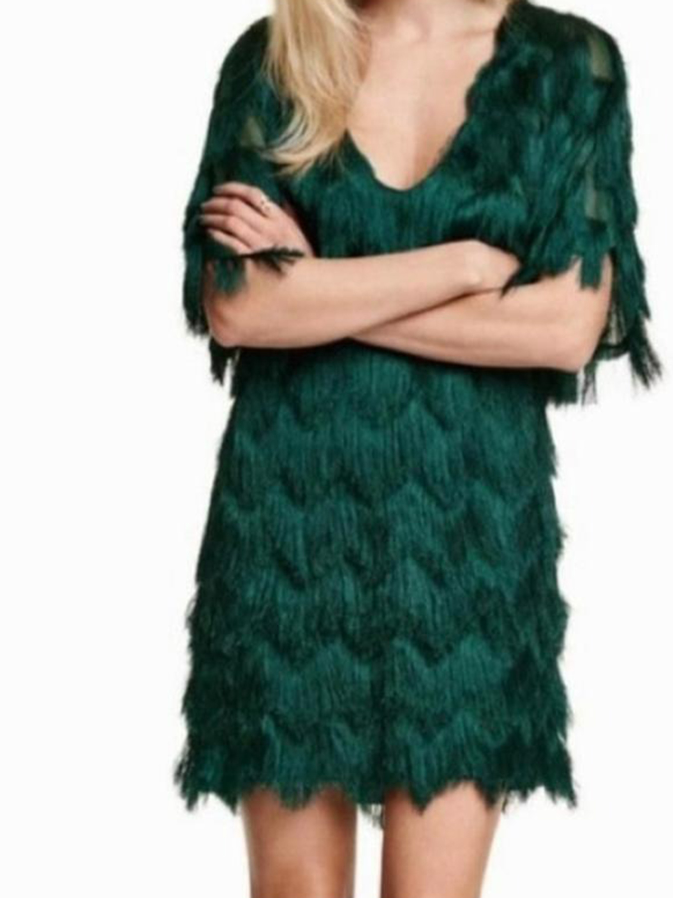 Сукня міні H&M модель 3468702wer_Темно-зеленый Фото