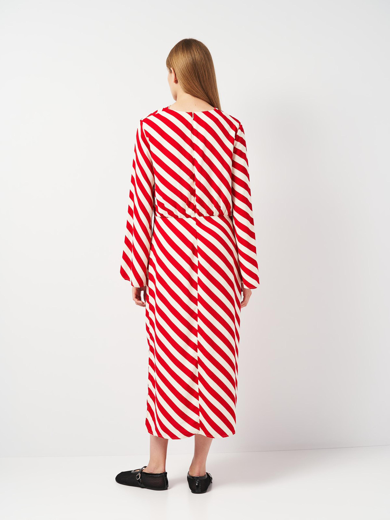 Платье макси H&M модель 5551101ral_Красно-белый Фото