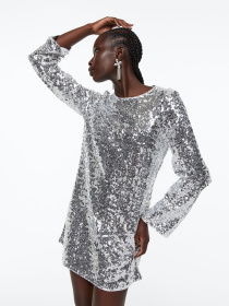 Платье мини H&M модель 1120613wer_Серебристый Фото