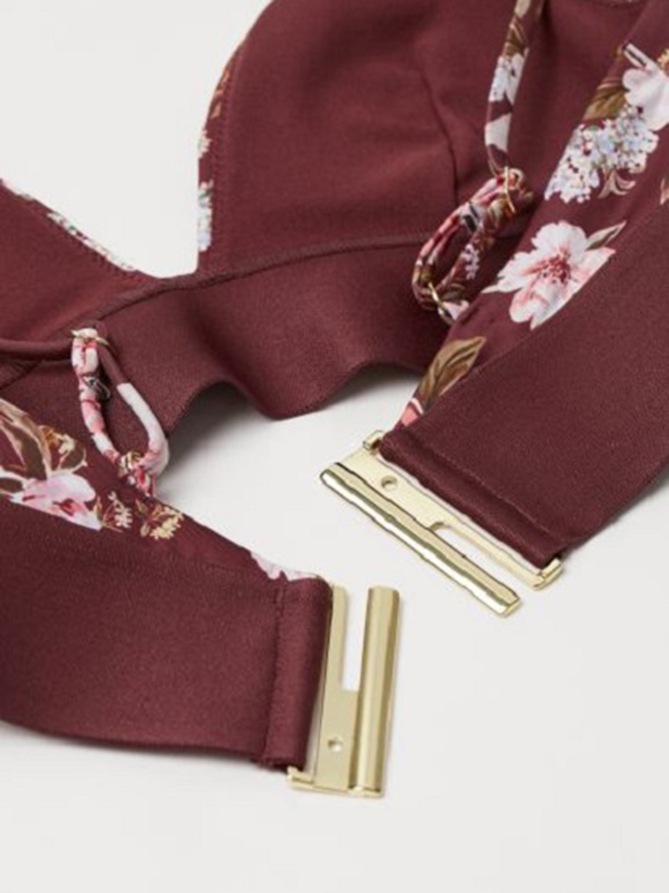 Верх купальника H&M модель 7582660RP5_бордовый в цветы Фото