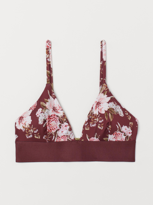 Верх купальника H&M модель 7582660RP5_бордовый в цветы Фото