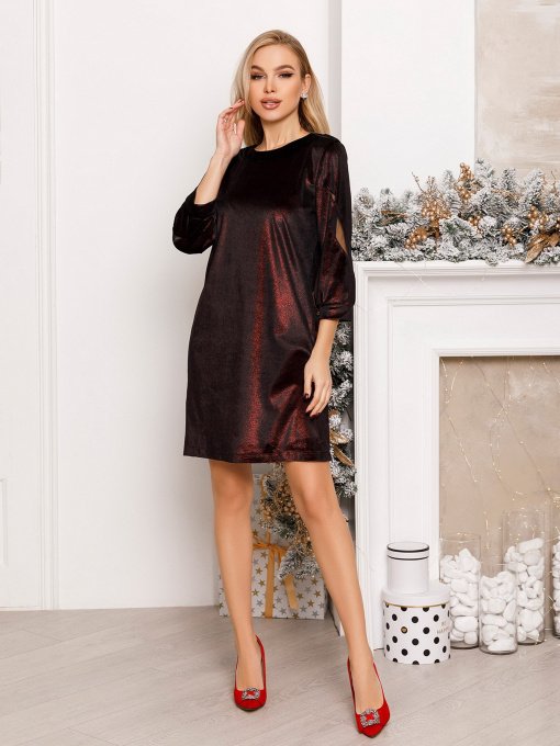 Платье мини ISSA Plus модель 11249_blackburgundy Фото