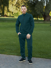 Костюм чоловічий (начос) прямі штани та кофта з замком, смарагд модель M141.4-231 Фото