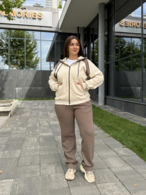 Жіночий костюм на флісі бежево-сірий модель M205.4-1009 Фото