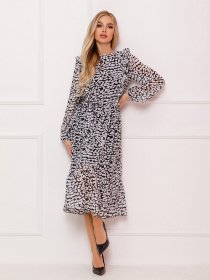 Платье миди ISSA Plus модель 13091_blackwhite Фото