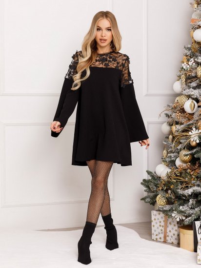 Сукня міні ISSA Plus модель 13081_black - фото