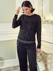 Джемпер чорного кольору у вечірньому стилі модель 65393 Фото