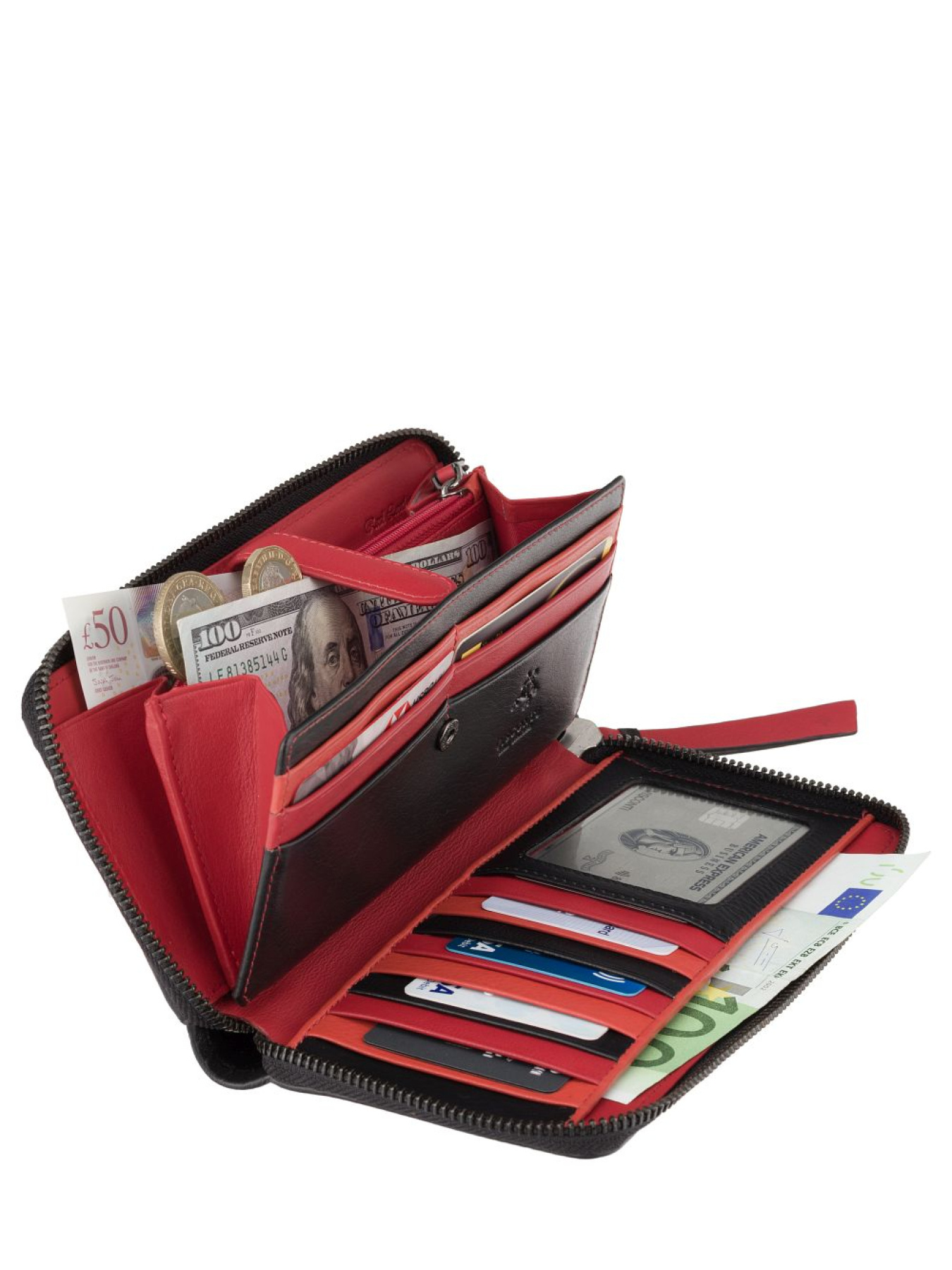 Гаманець Visconti модель BR76 BLK/CHERRY Фото