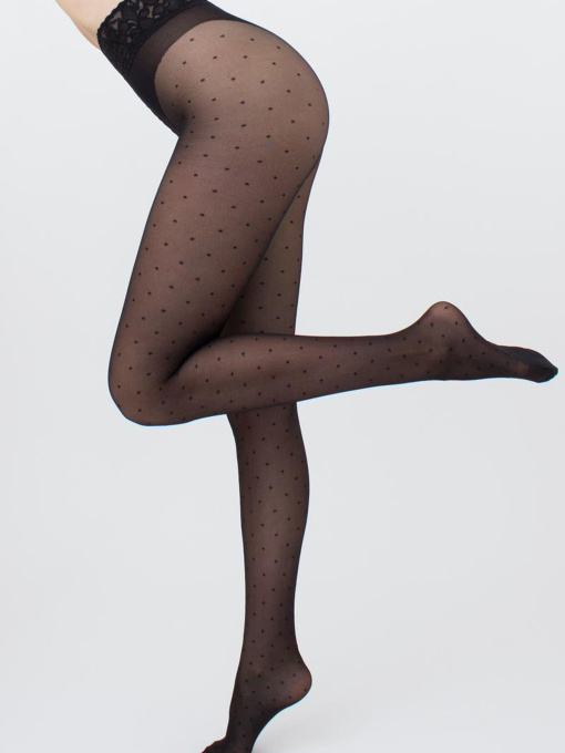 Giulia Колготи з мереживним поясом в дрібний горошок AMALIA IMPRESSO 40 (1) модель UP-00000716 Фото