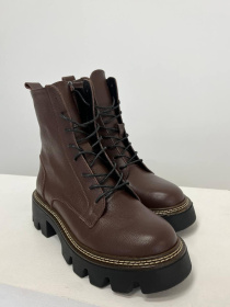 Кожаные ботинки шоколадного оттенка на овчине (518) модель P_140827-S38_167831 Фото