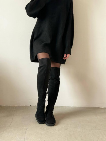 Женские замшевые ботфорты черного цвета с меховой подкладкой (900-5/Каролина2) модель P_132785-S36_137322 Фото