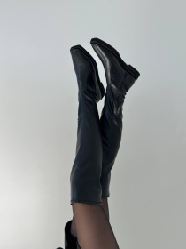 Женские кожаные ботфорты черного цвета с байковой подкладкой (900/10910) модель P_156071-S37_156071 Фото