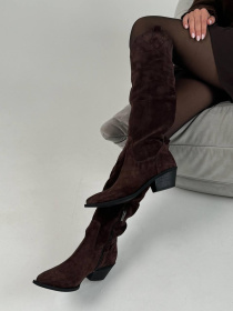 Женские замшевые казаки Какао на кожаной подкладке (529) модель P_143965-S40_197814 Фото