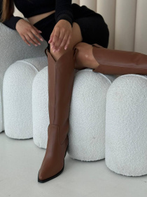 Жіночі високі шкіряні козаки «Texas» кольору віскі на шкіряному підкладі (529) модель P_196275-S38_196275 Фото