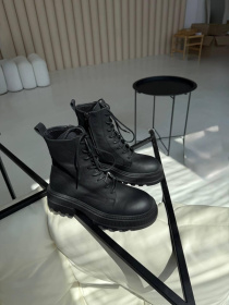 Женские черные берцы из матовой натуральной кожи с байковой подкладкой (518) модель P_199436-S39_199436 Фото